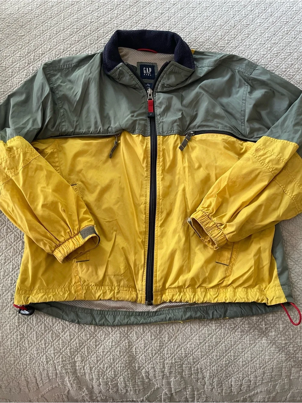 GAP Kids’ Two-Tone Windbreaker Jacket in Yellow and Gray